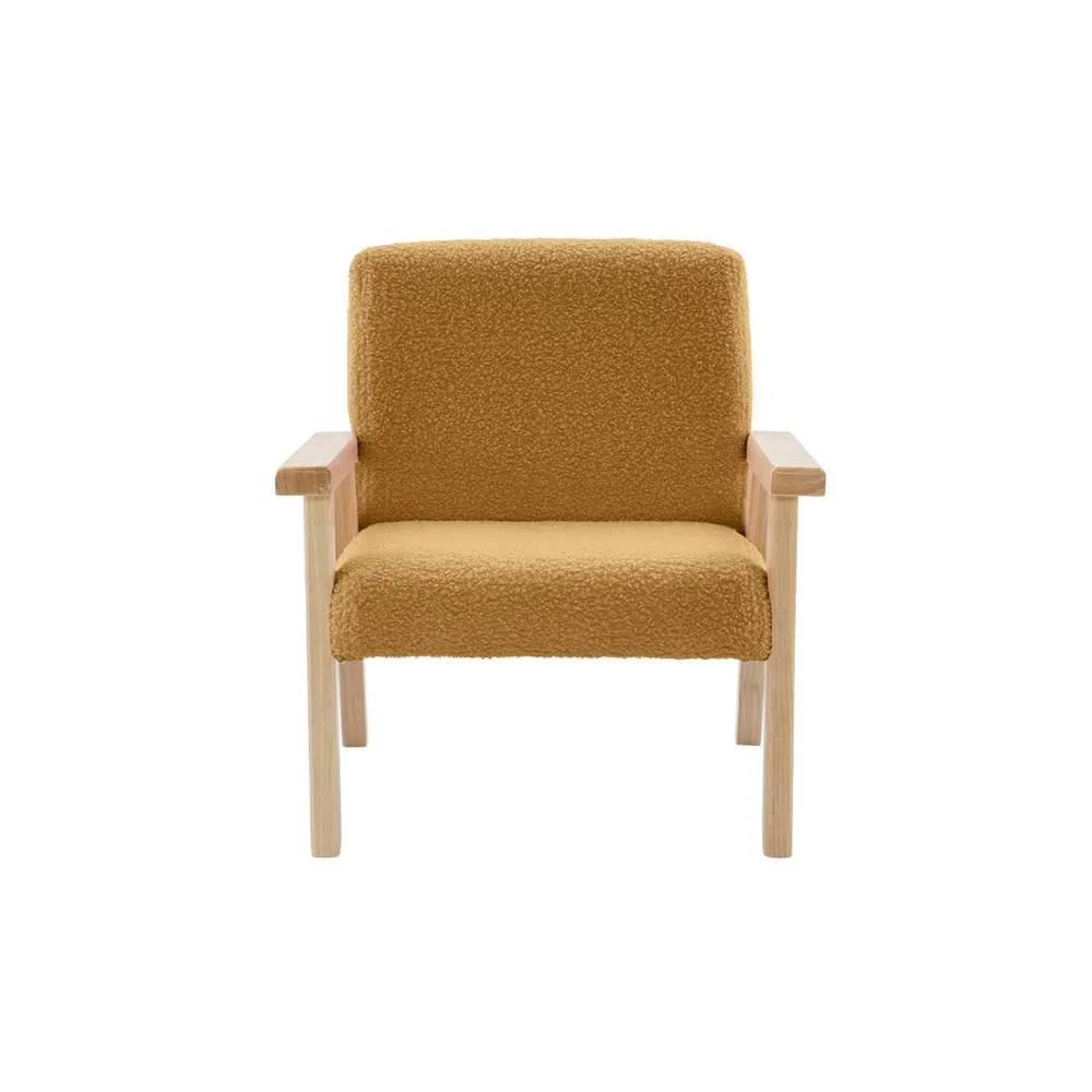 sweeek Children's scandi-style armchair in boucle fabric, rubberwood in Mustard 6