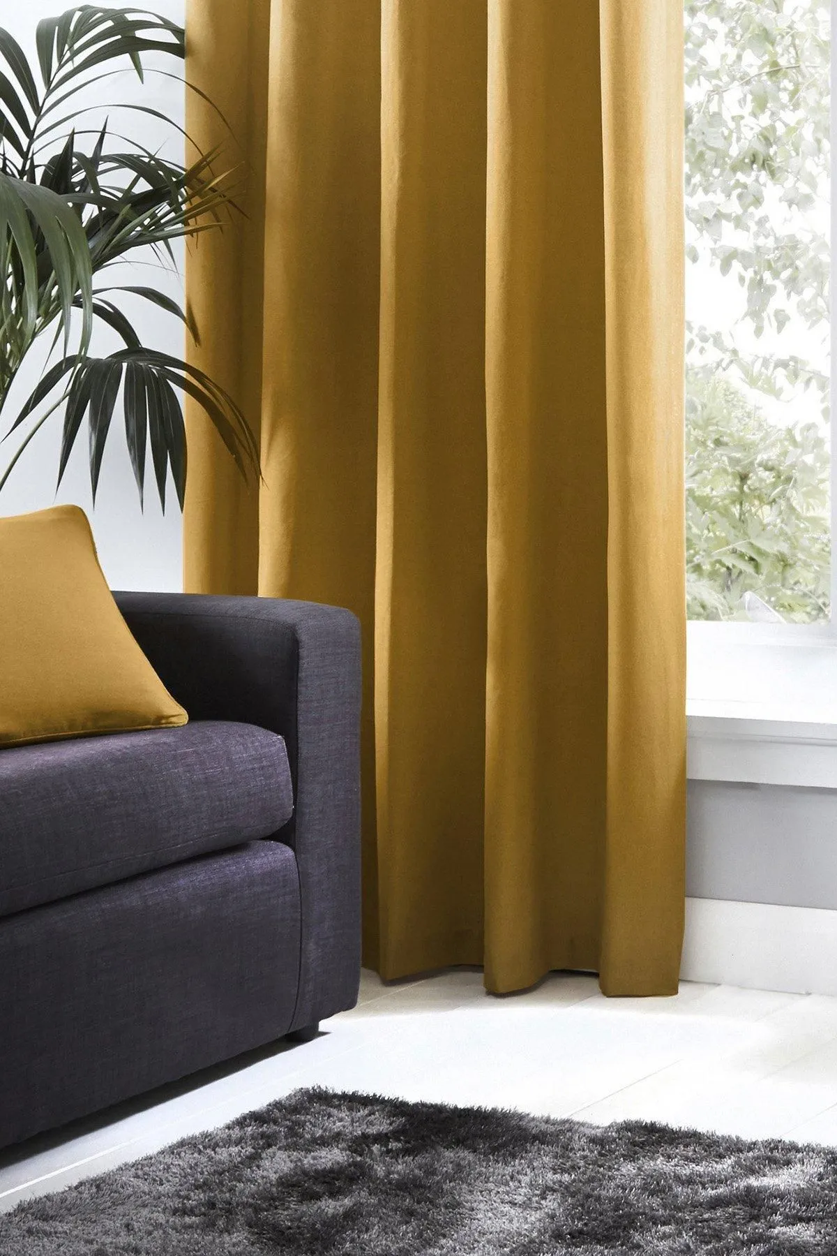 Fusion 'Sorbonne' Luxury Plain Dyed Filled Cushion 100% Cotton in Mustard 3