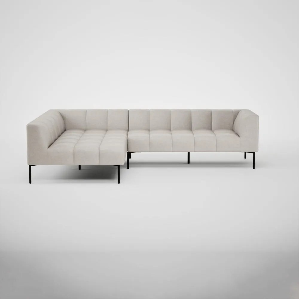 Heal's Quadro Left Hand Facing Chaise Sofa Linea Leather White 634 Black Feet 2