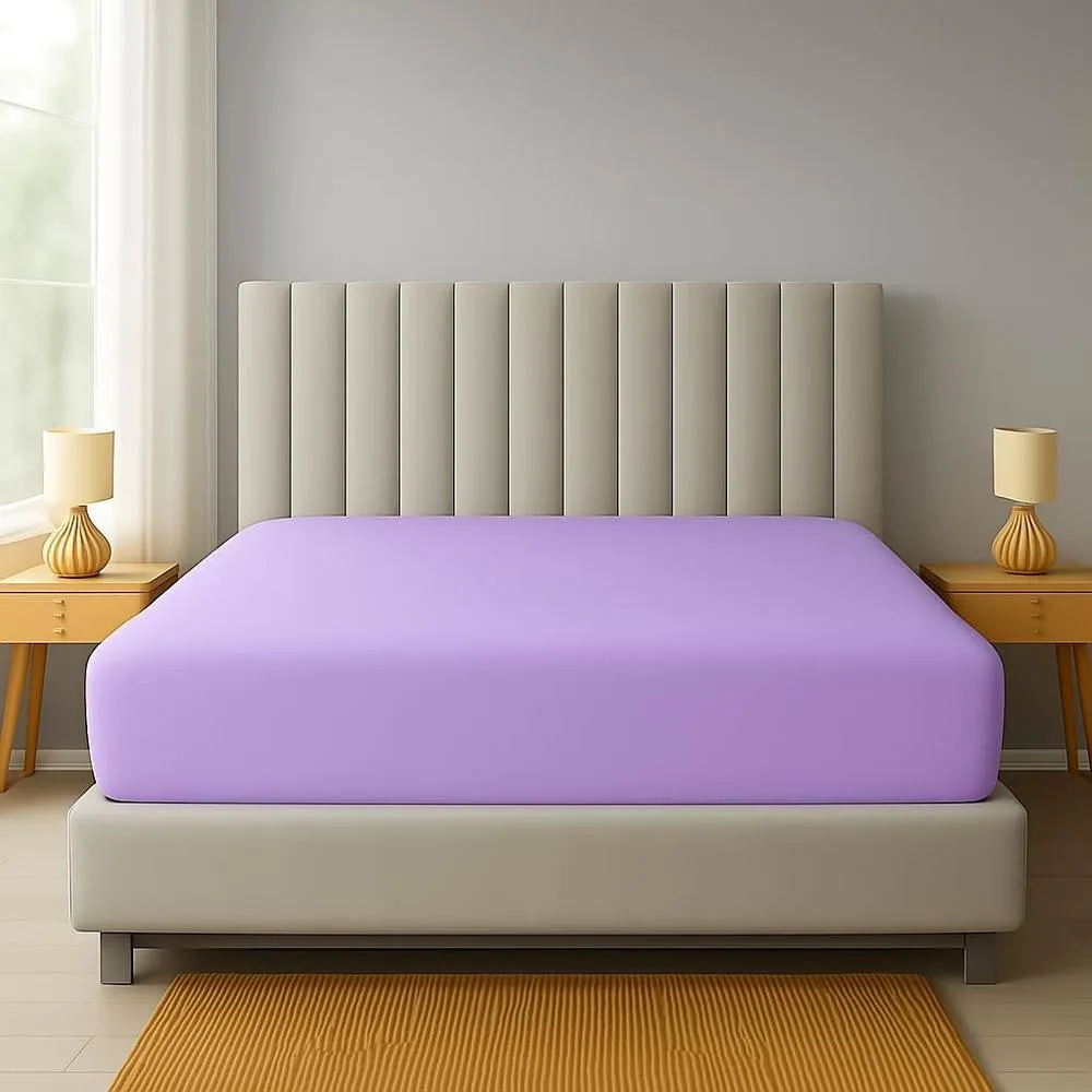 Homes-Linen Extra Deep 16"/40cm Polycotton Easy Care Fitted Sheet in Lilac