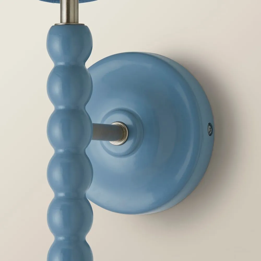 ValueLights Bobbins Powder Blue Bobble Wall Light & Linen Pastel Trim Lamp Shade in Pale Blue 5