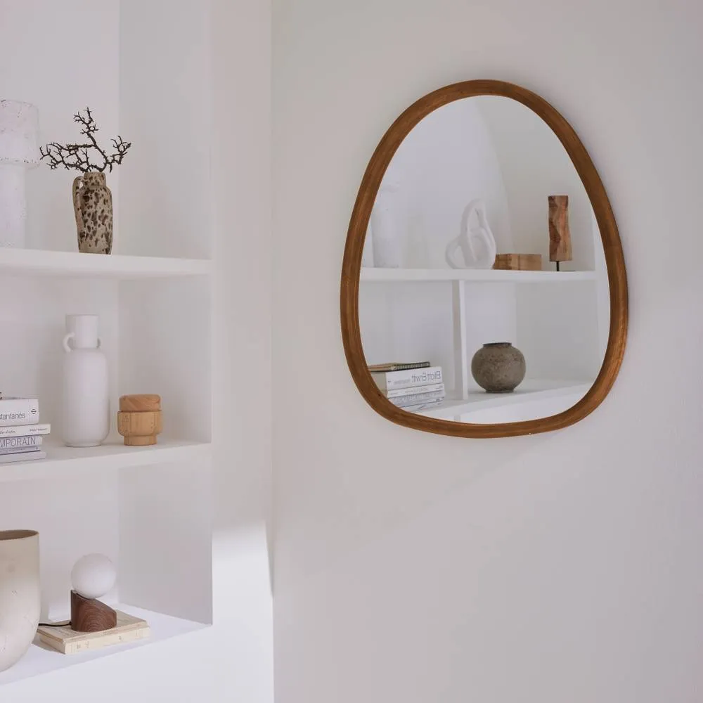 sweeek 75cm oval wooden mirror in Dark Brown
