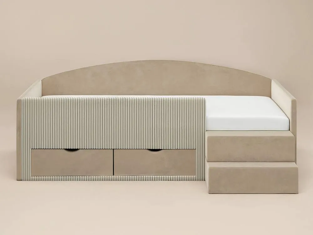 Flair Elisa Velvet Storage Low Sleeper Bed with Beige Cord 6