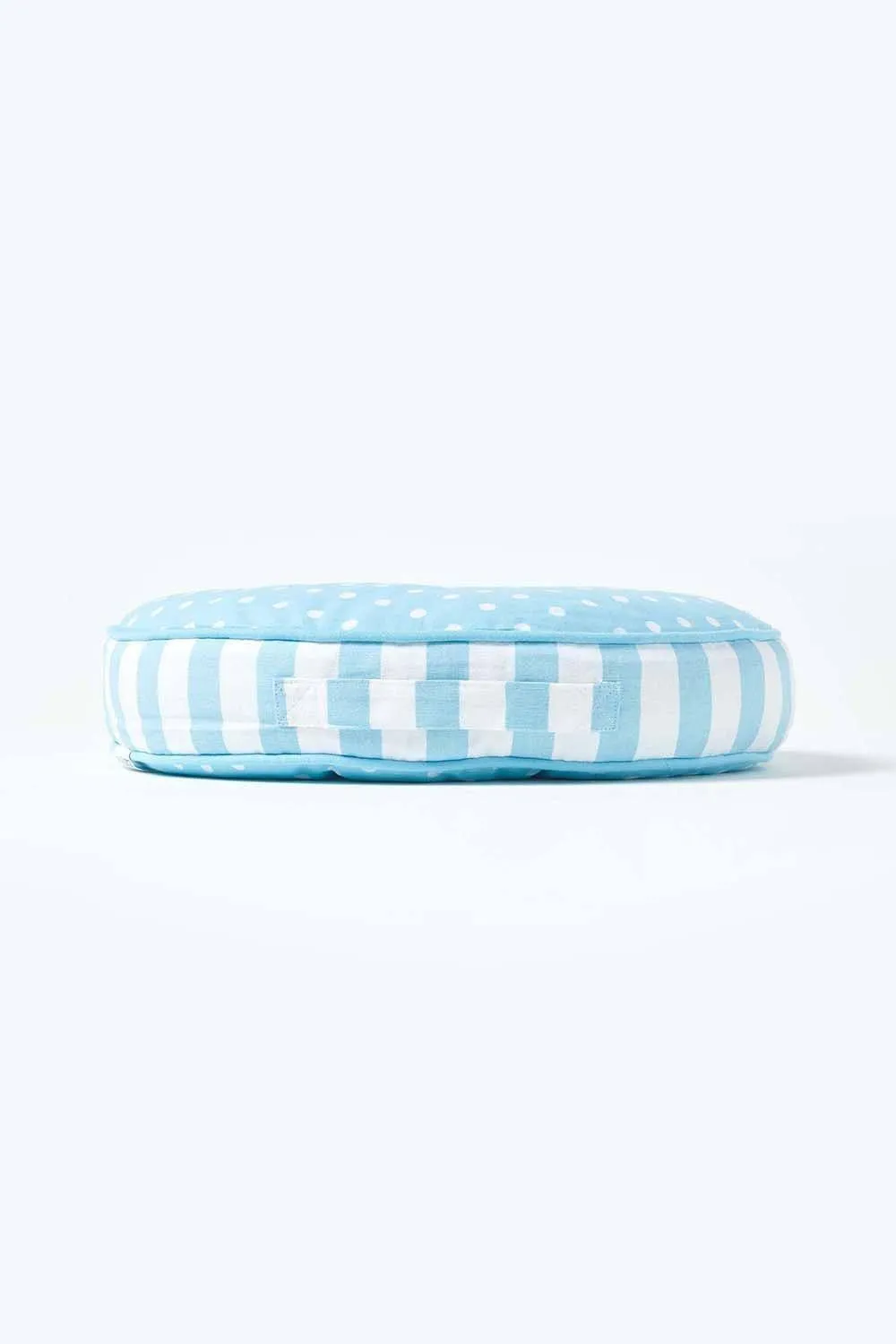 Homescapes Polka Dots & Stripes Round Floor Cushion in Blue 5