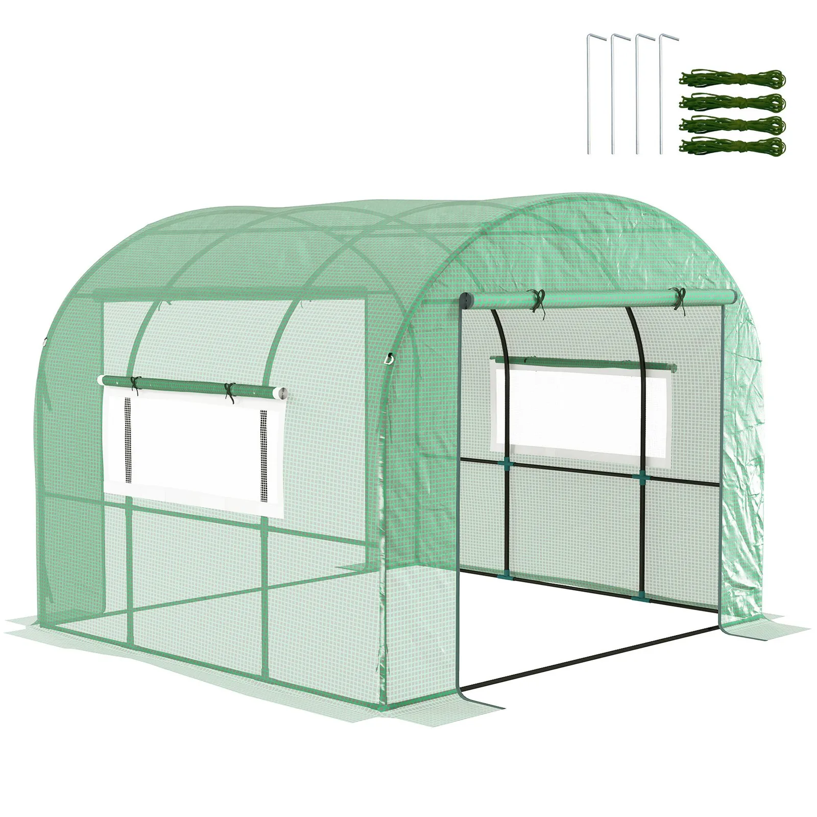 OUTSUNNY Polytunnel Greenhouse with UV-resistant PE Cover, Grow House, 3 x 3 x 2m in Green 2