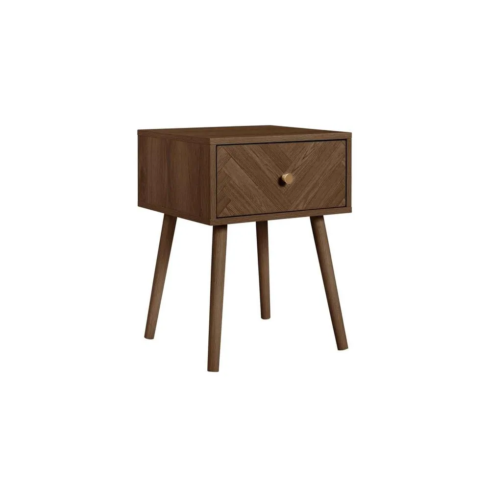 Birlea 1 Drawer Walnut Bedside Herringford Chevron Parquet in Brown 4