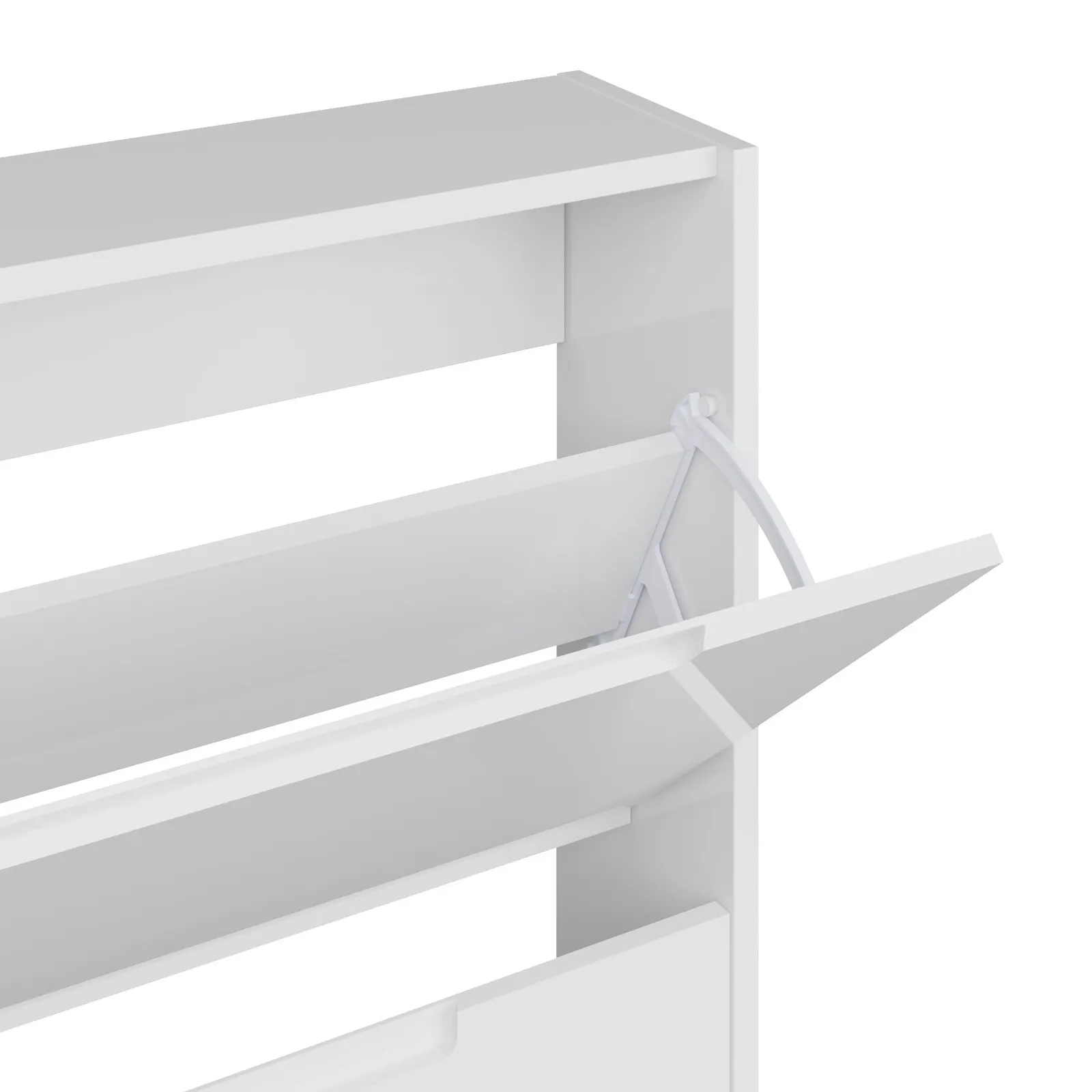 GFW Narrow High Gloss 2 Tier Shoe Cabinet in White 6