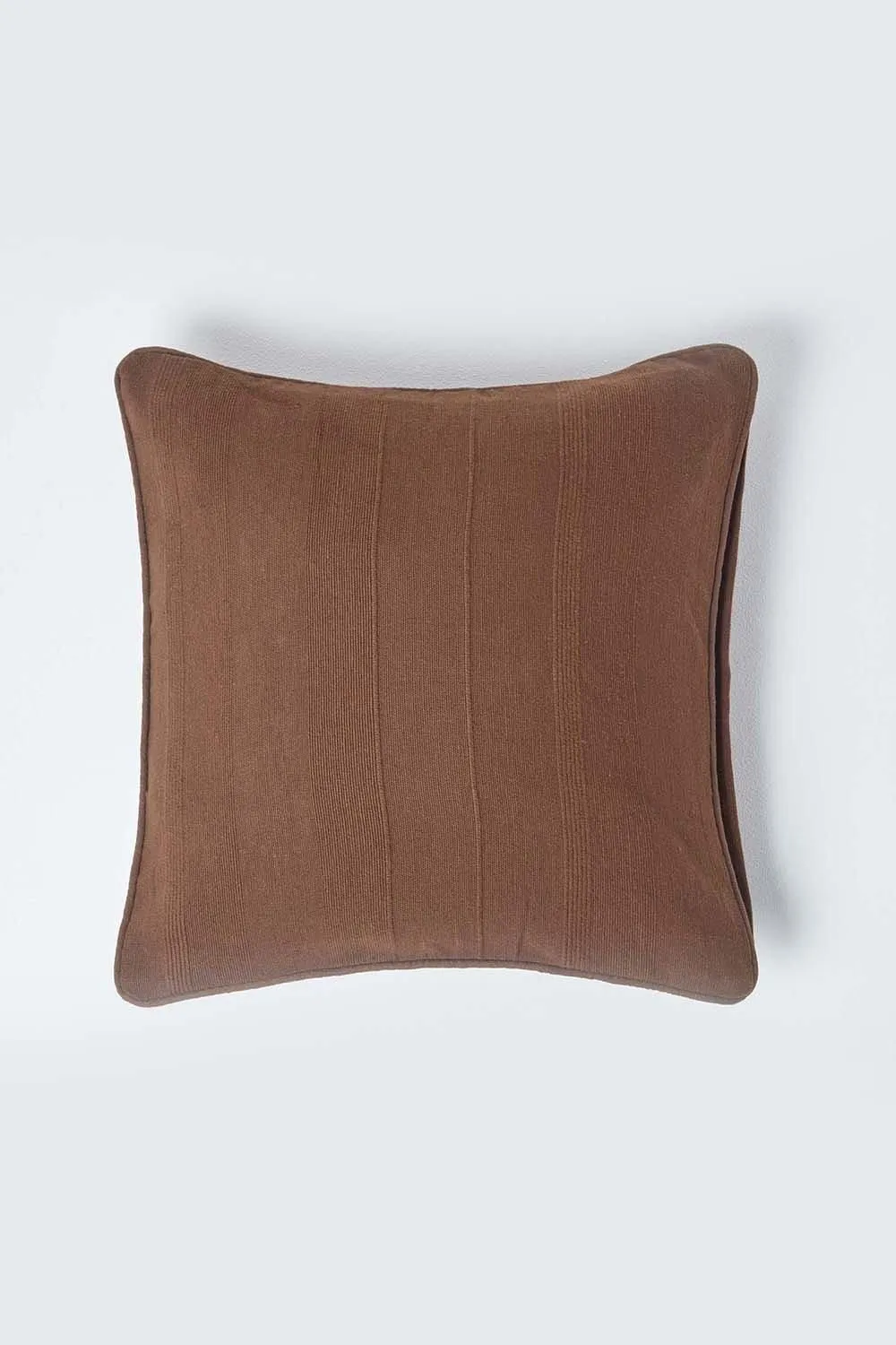 Homescapes Cotton Rajput Ribbed Cushion Cover in Chocolate 1