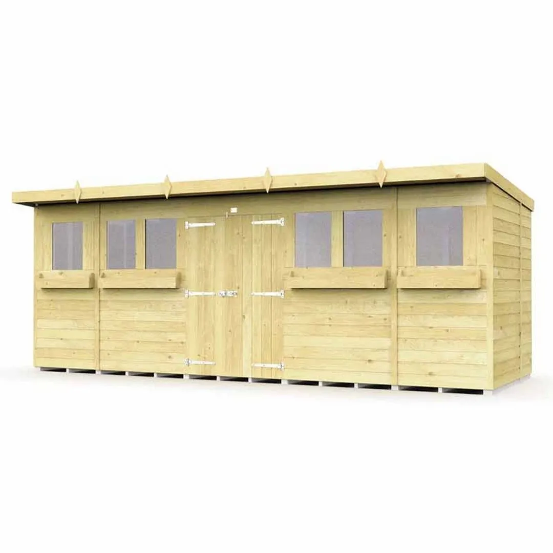 Buttercup Farm 18 x 7 Feet Pent Summer Shed - Wood - L214 x W533 x H201 cm in Brown