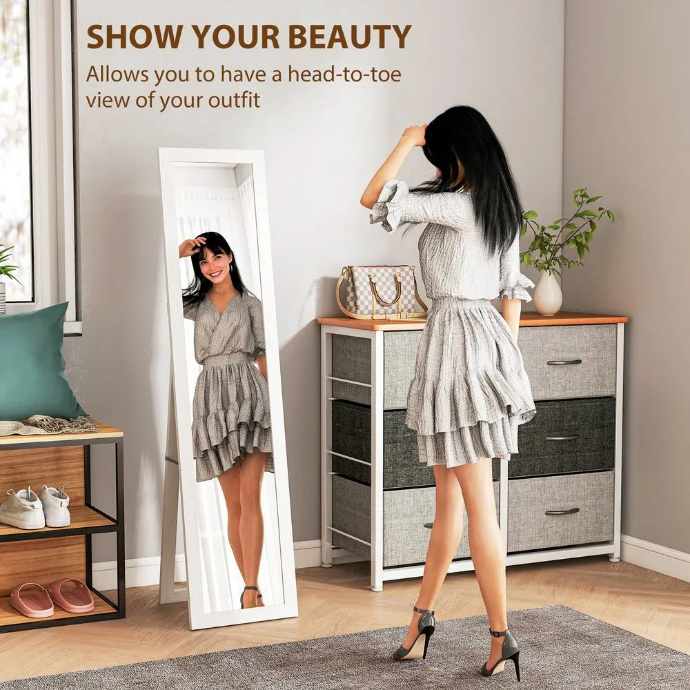 HOMCOM 37 x 157 cm Full Length Mirror with Frame for Bedroom, White 4
