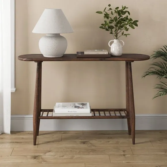 Haider Console Table with Shelf, Acacia Wood 1