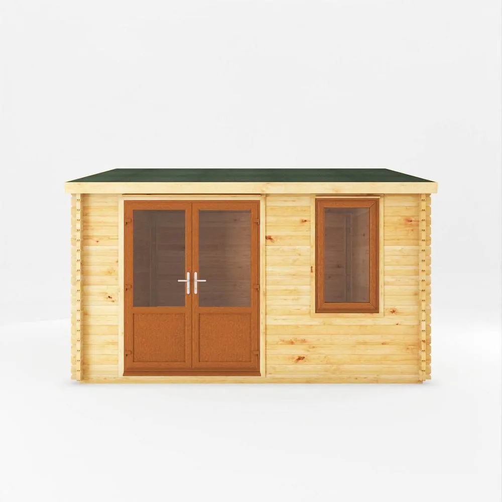 Mercia 4 x 4 m Home Office Elite Log Cabin with Oak UPVC Windows & Doors in Brown 3