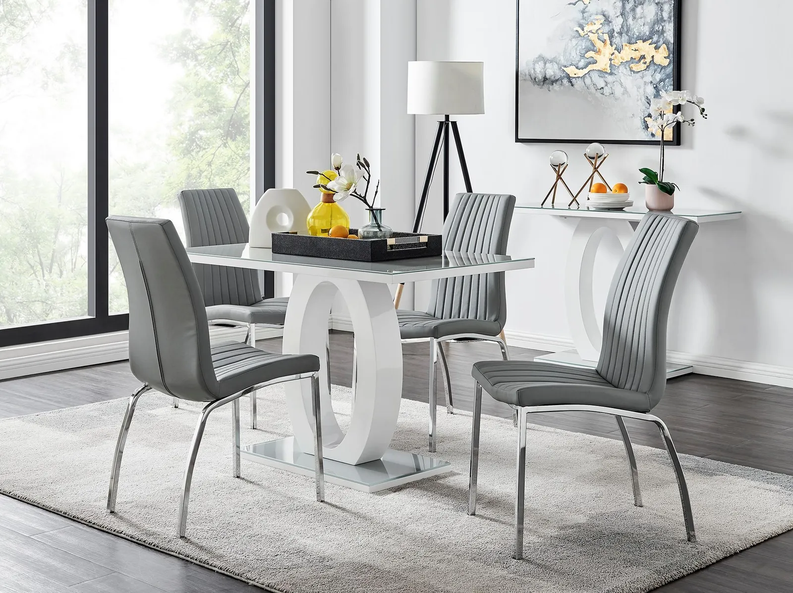 FurnitureboxUK Giovani 4 Grey Dining Table & 4 Isco Chairs 1