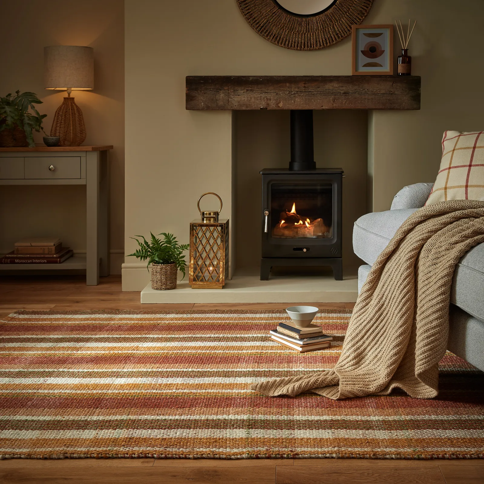 William Wool Check Rug MultiColoured