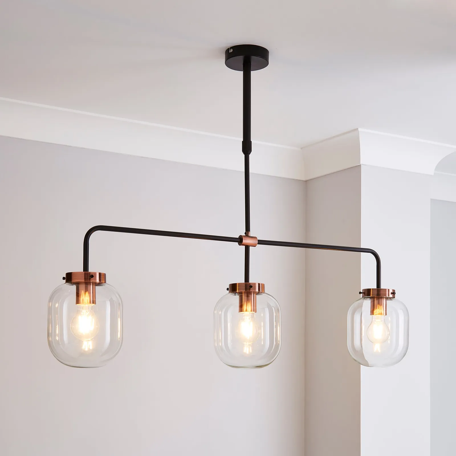 Dayo 3 Light Bar Ceiling Fitting Clear