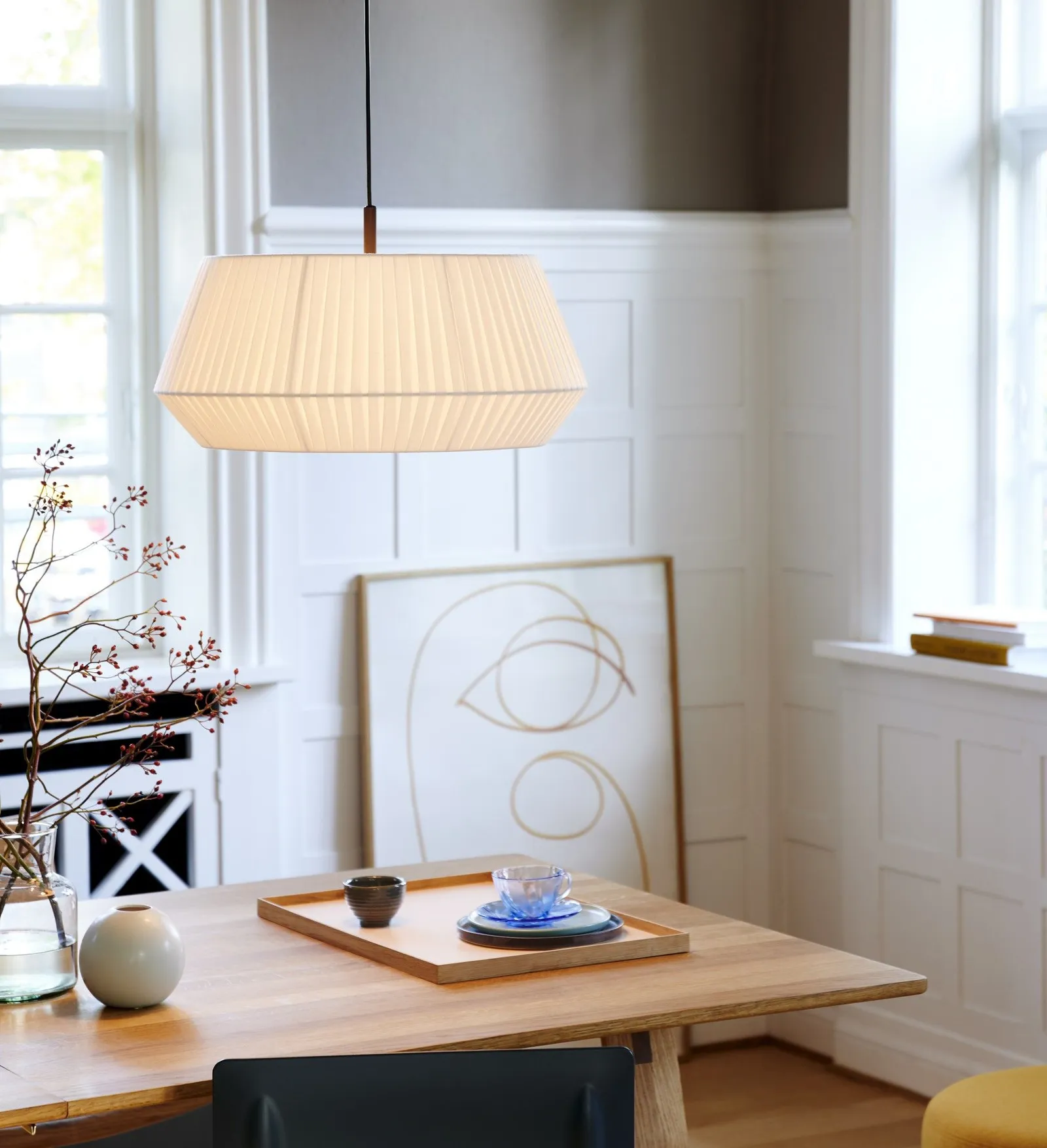 Nordlux Dicte Pendant Light White Textile Dining Room E27 Mains 53cm 5