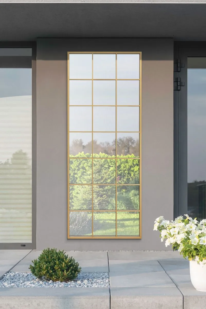 MirrorOutlet Gold Modern Window Garden Wall Mirror 79" X 31" (200CM X 80CM)