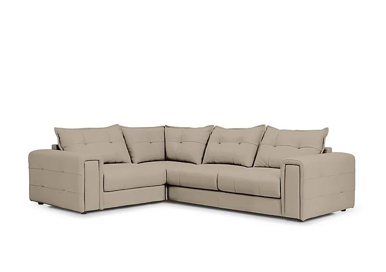 Goliath Leather Left Hand Facing Corner Sofa - Oyster