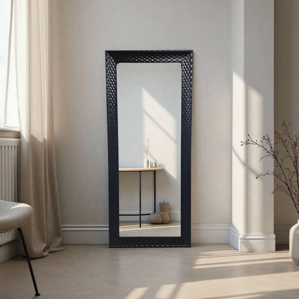 Yearn Mirrors Diamont Tall Framed Black Bevelled Mirror 3