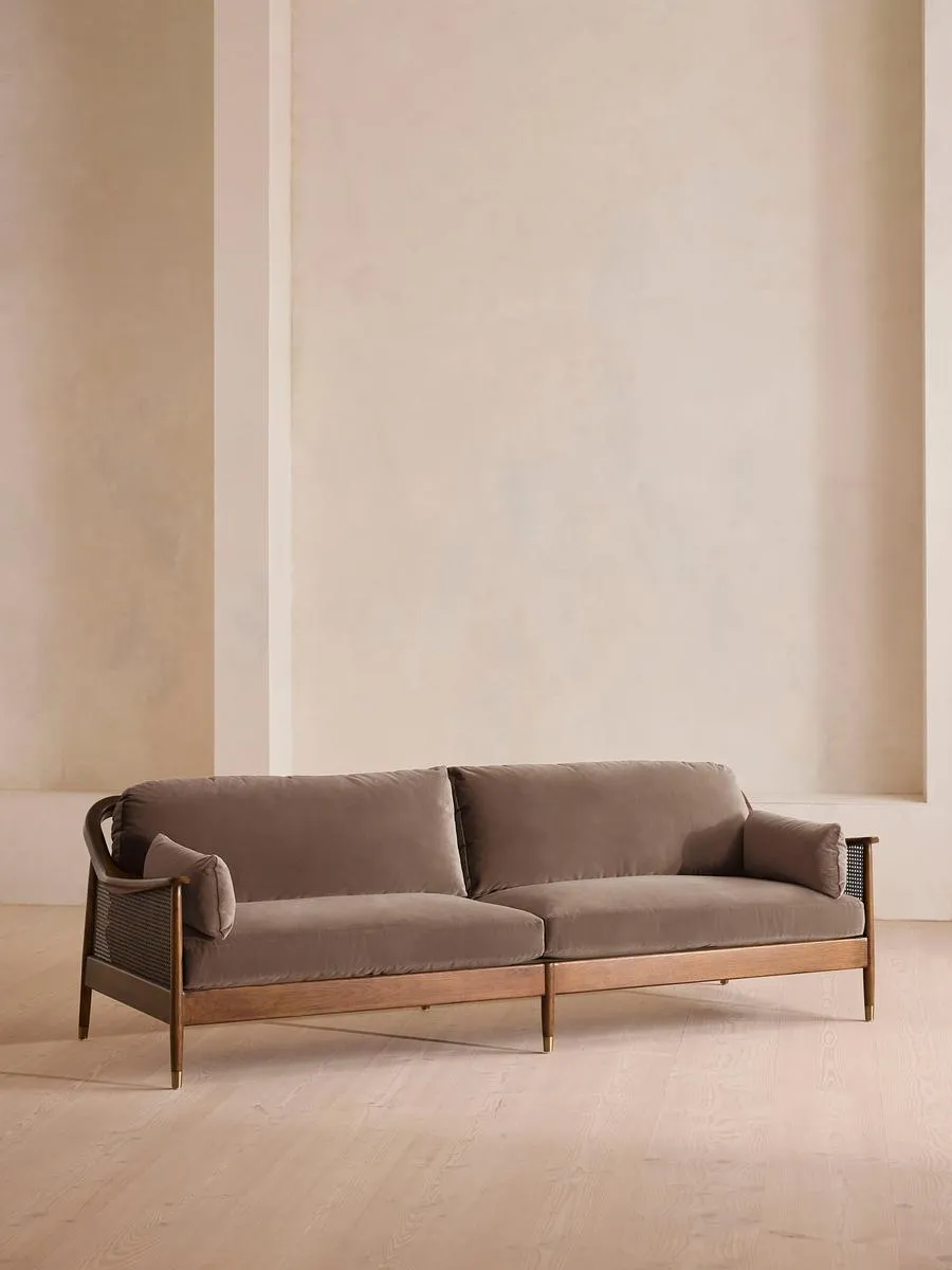 Atlanta Four Seater Sofa, Velvet, Taupe