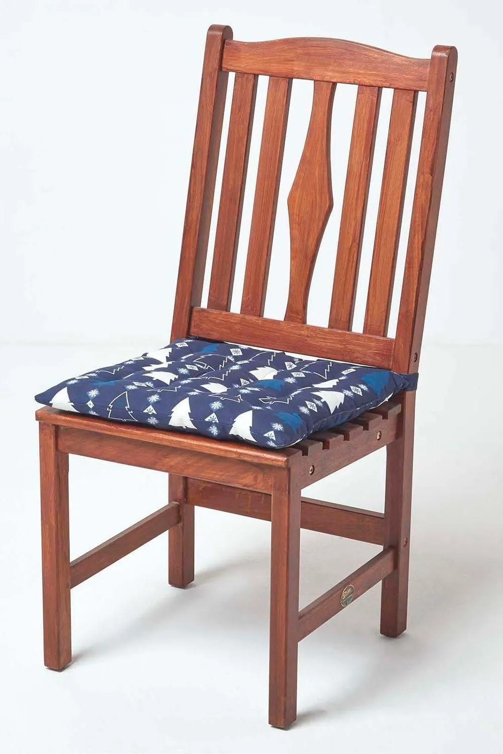 Homescapes 4 Pack Seat Pads Luxury Cotton Christmas Blue Winterland Indoor Outdoor Cushion 6