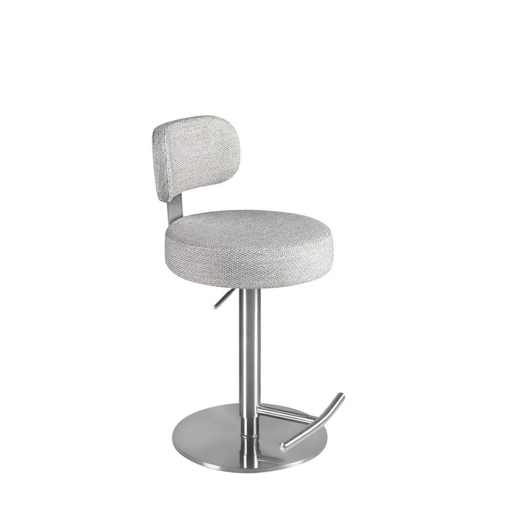 Angel Cerda Marbled-Fabric Swivel Bar Stool in Light Grey 6