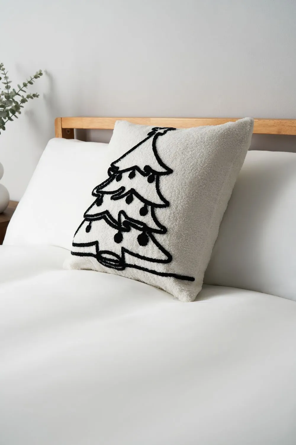BHS Christmas Tree Tufted Cushion in Black