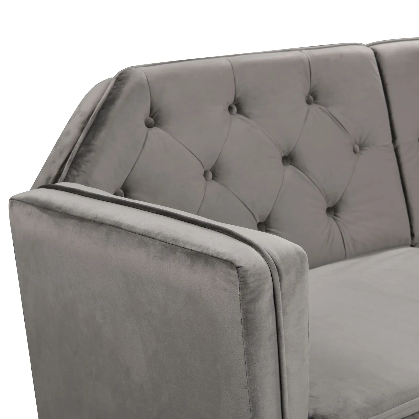 Comfy Living Ltd Plush Velvet Tufted Sofa Bed In Various Colours With Black & Gold Legs in Grey 6