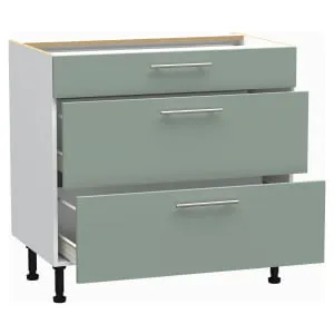Wickes Orlando Green 3 Drawer Base Unit - 900mm 2