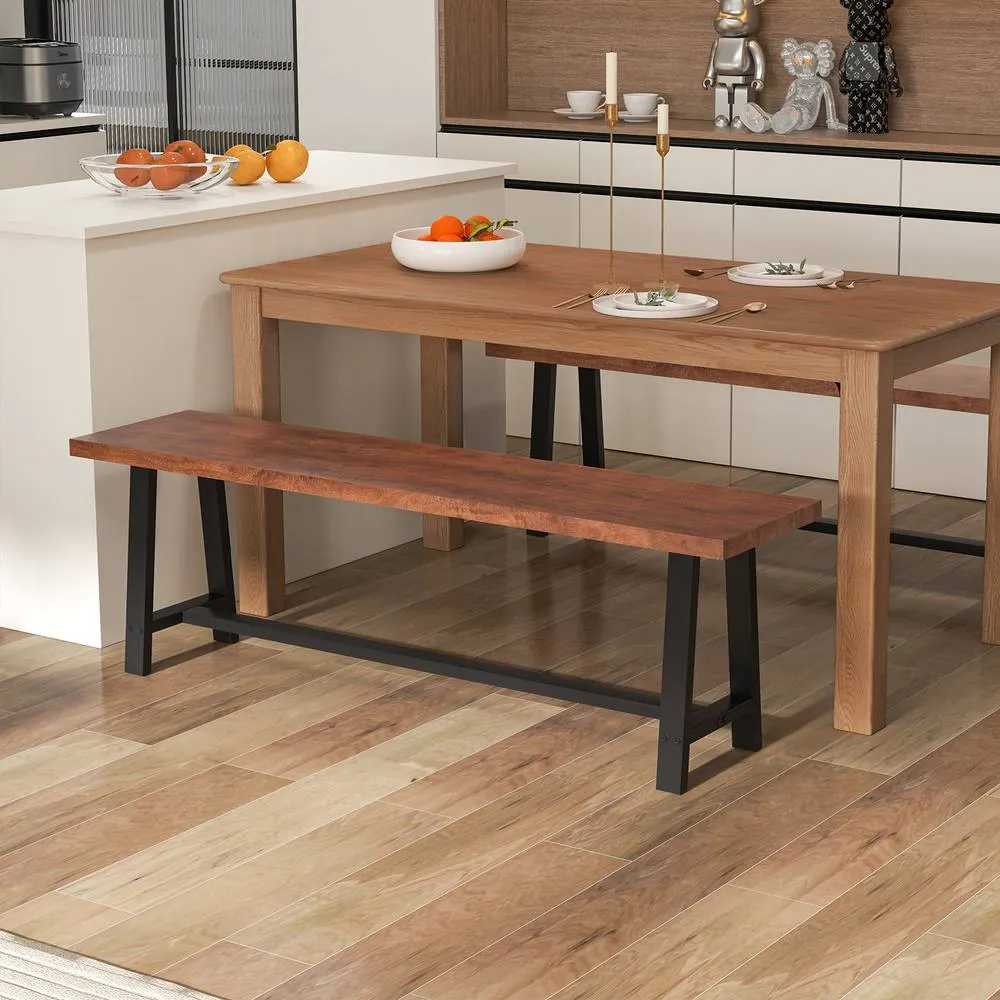 Costway 153CM Dining Bench Wooden 3 Person Entryway Shoe Bench 3