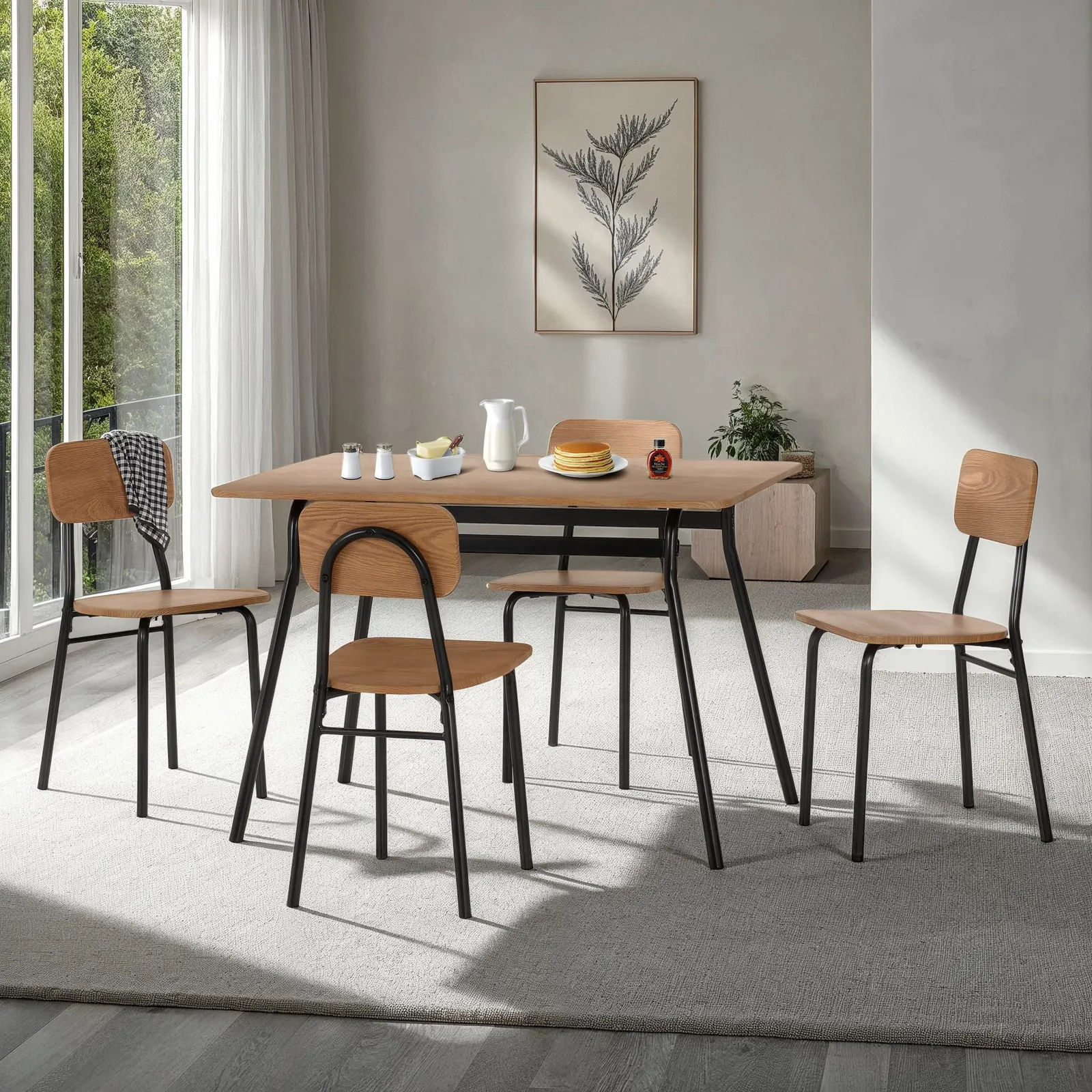 Seconique Warren 1+4 Dining Set in Light Oak