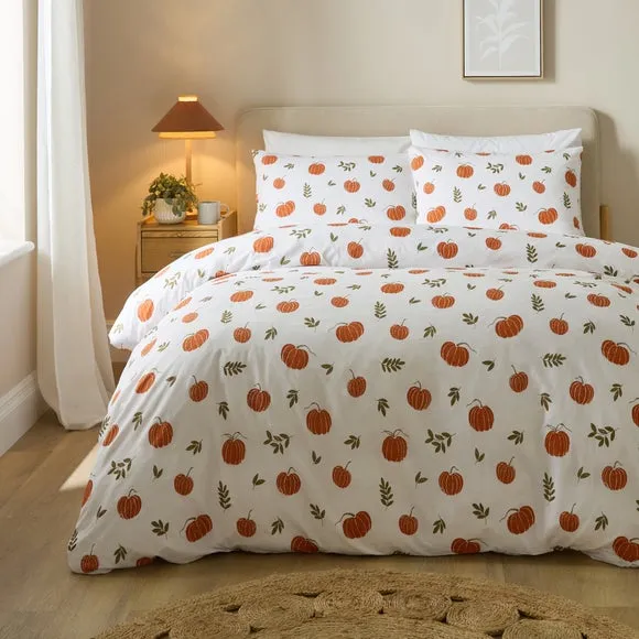 Pumpkin Polycotton Duvet Cover & Pillowcase Set 1
