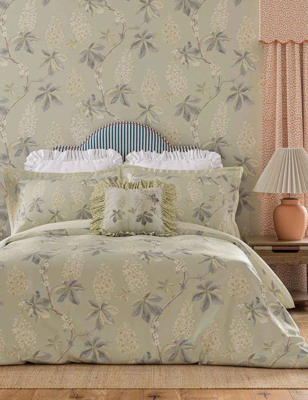Sanderson Pure Cotton Chestnut Tree Bedding Set Green Mix