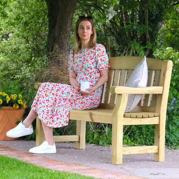 Emily 2 Seater Wooden Bench with Seat Pad 2