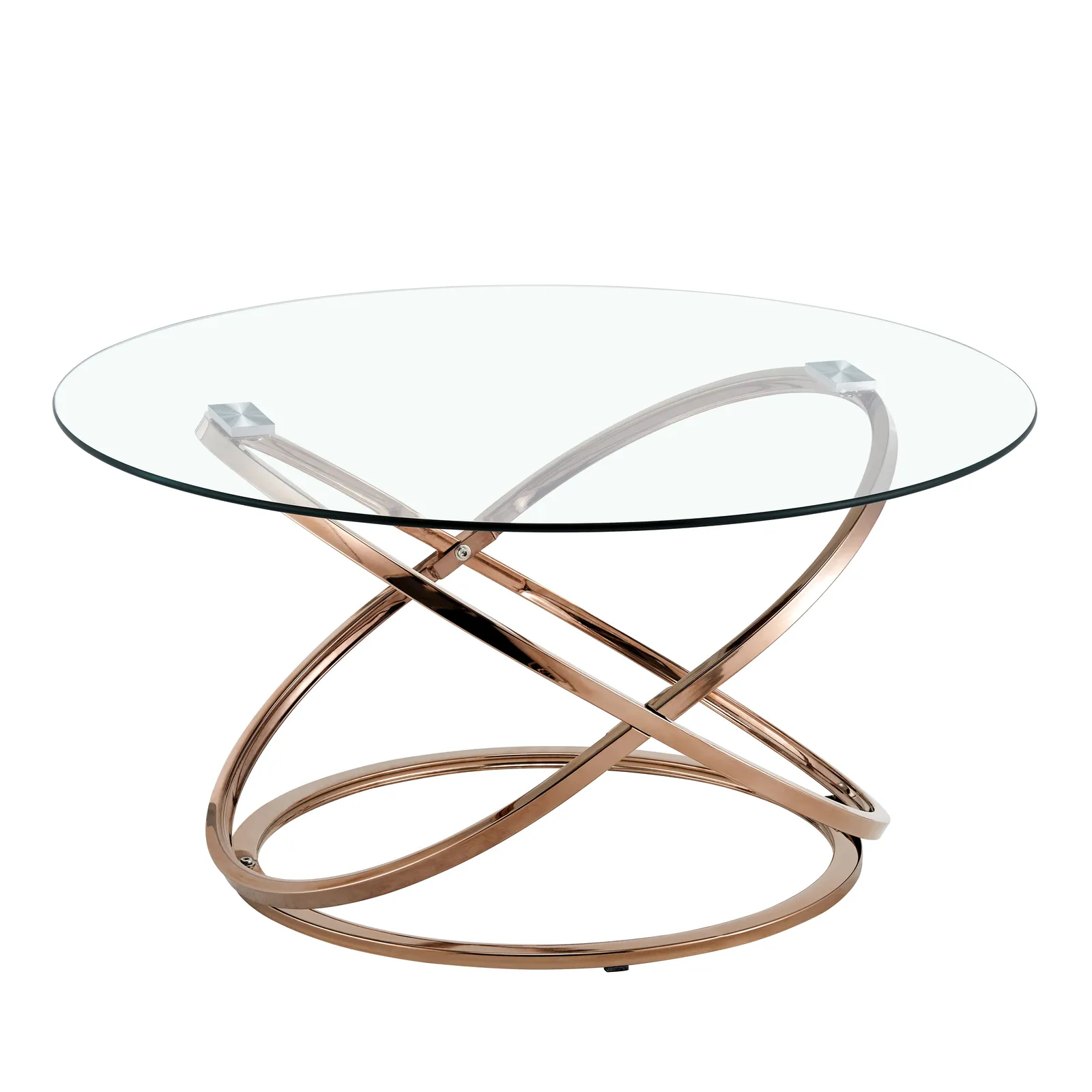 Comfy Living Ltd Round Abstract Tempered Glass Coffee Table Chrome Effect in Gold 5
