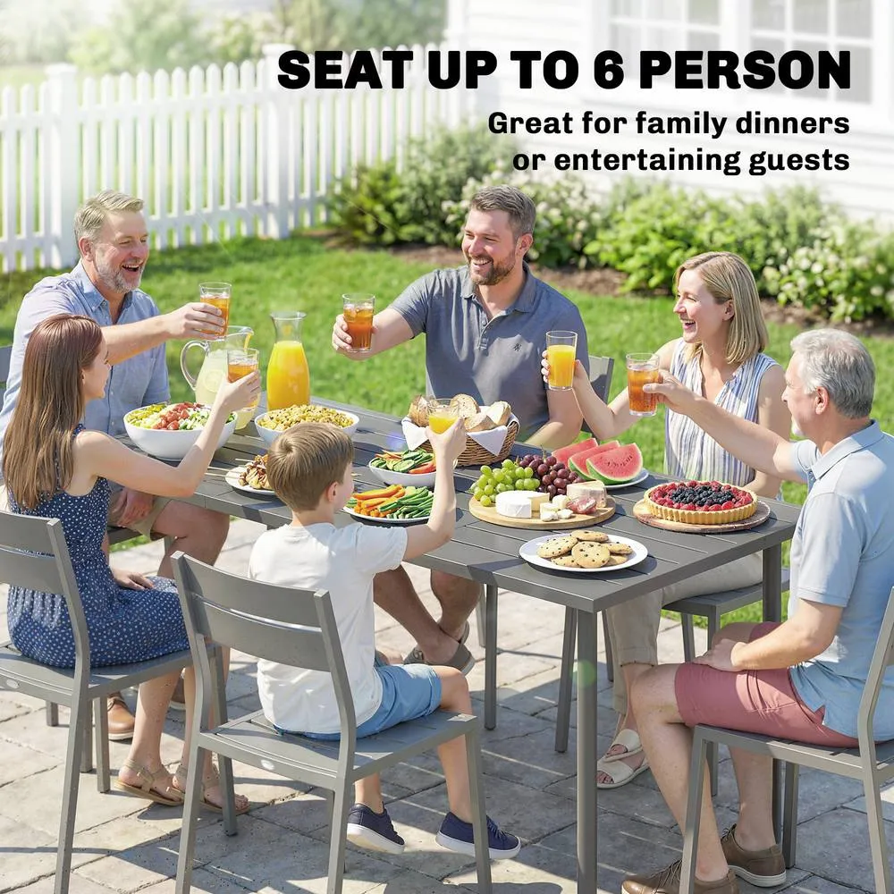 OUTSUNNY Garden Dining Table for 6 Person, 165 x 80 cm in Dark Grey 4