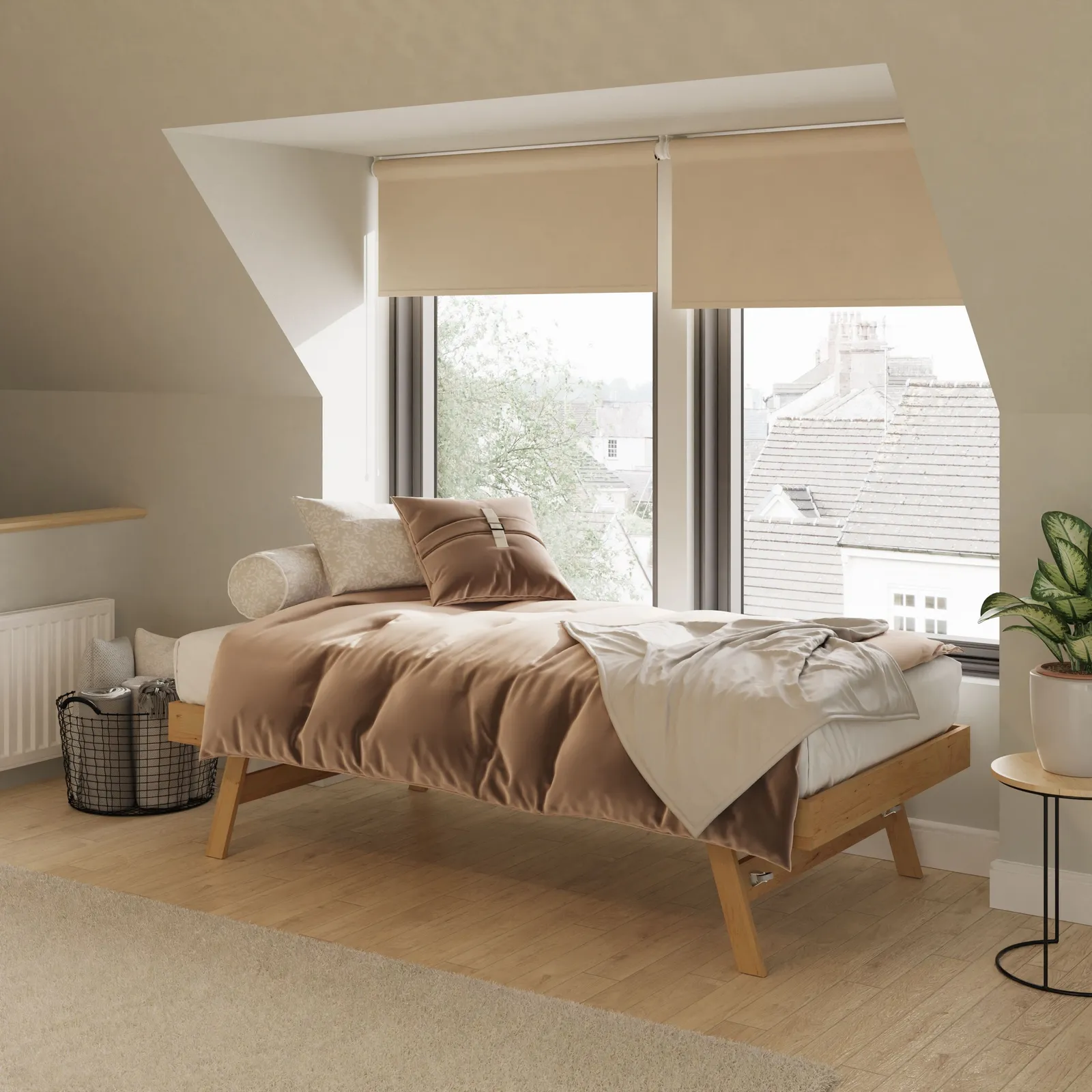 GFW Madrid Wooden Trundle Bed in Light Oak 1