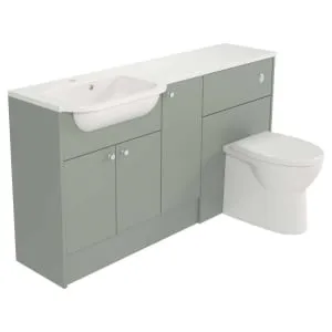 Deccado Benham Willow Green Fitted Vanity & Toilet Pan Unit Combination with LH Basin - 1500mm