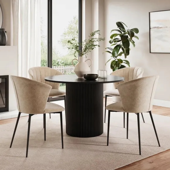 Kendall Dining Chair with Black Legs, Chenille 2