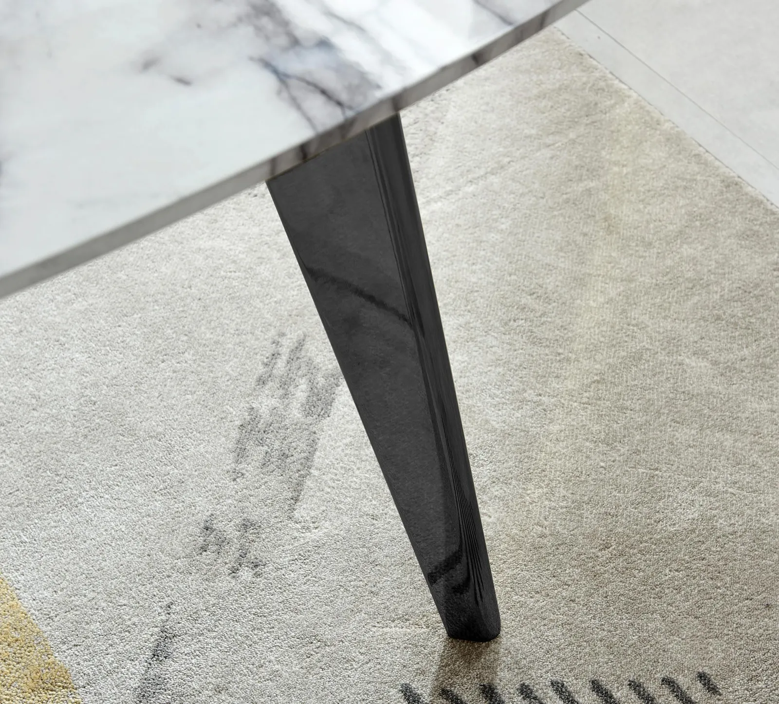 FurnitureboxUK Andria Marble Effect Dining Table With Black Legs & 6 Milan Velvet Black Leg Chairs 6