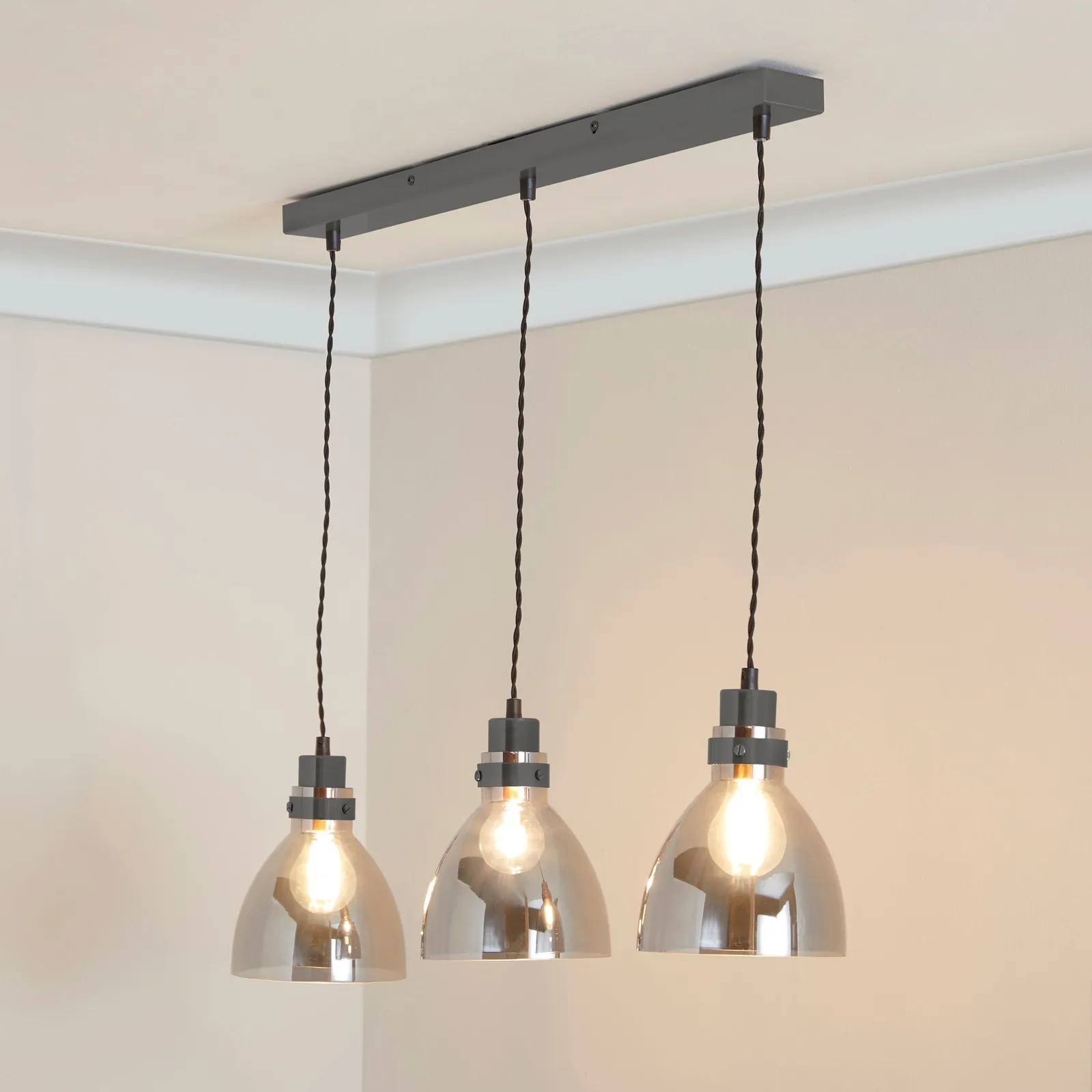 Brogan Gunmetal 3 Light Bar Ceiling Fitting Grey