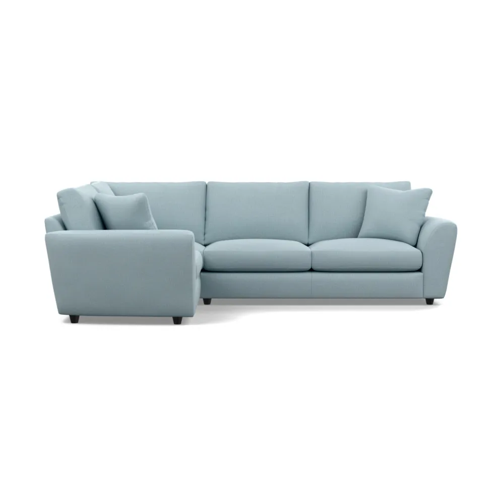Heal's Snooze Left Hand Facing Corner Sofa Smart Linen Mix Duck Egg Black