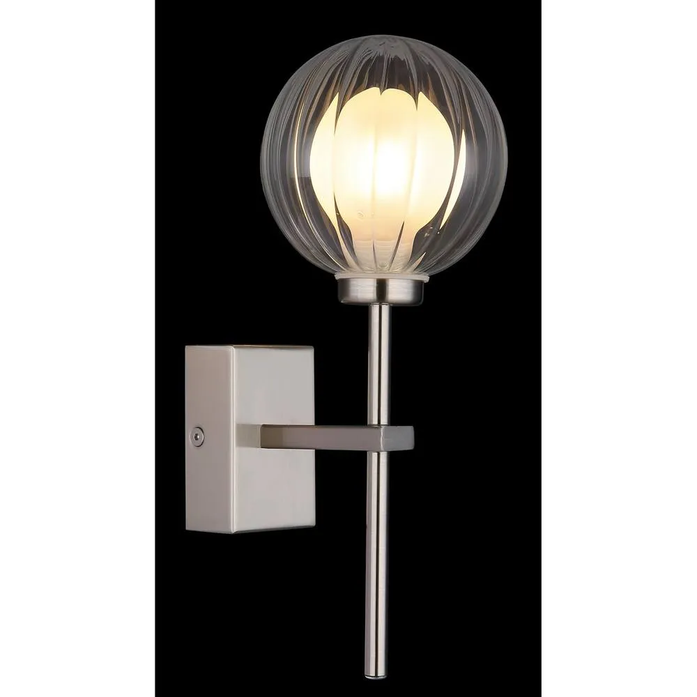 Netlighting Ander Globe Wall Lights Nickel Matt IP44 Ball Clear Glass Shade 1x G9 in Grey 3