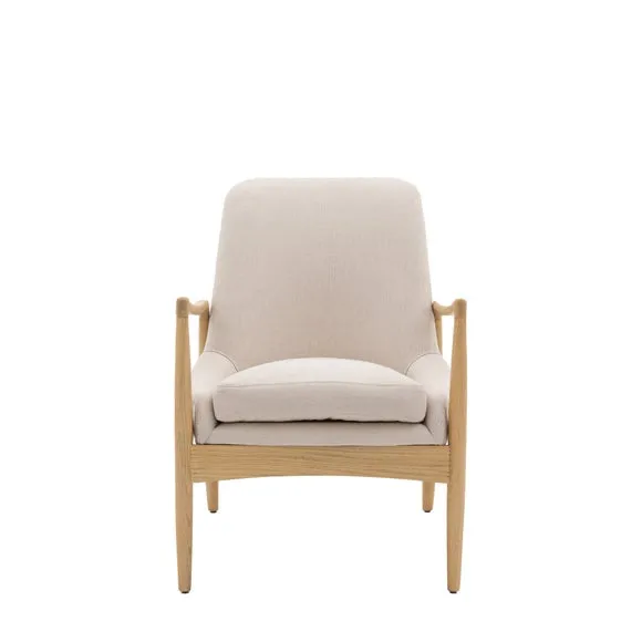 Callar Linen Wooden Arm Accent Chair 2