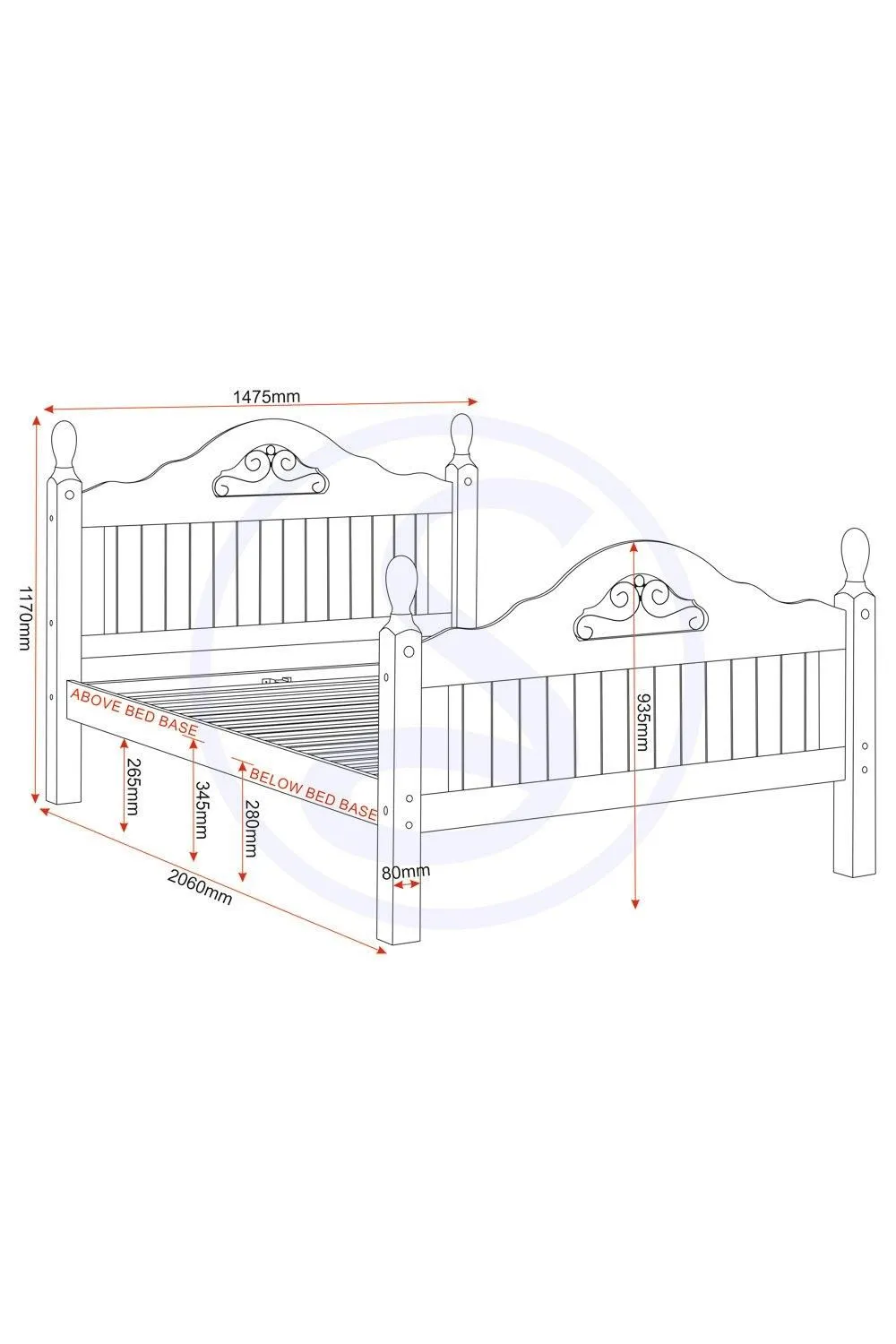Seconique Corona Scroll 4'6" Double Bed High Foot End in Natural 6