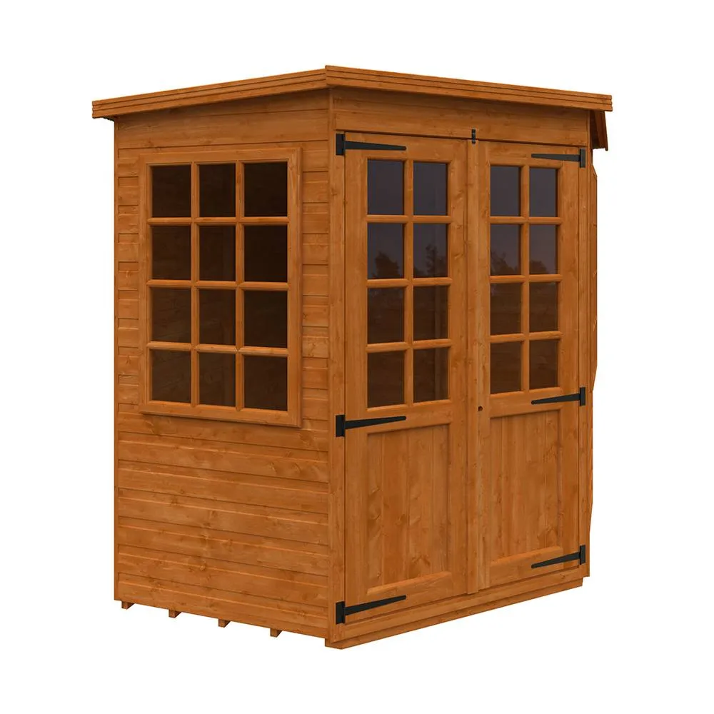 Buttercup Farm 6 x 6 Feet Pentagon Cornerhouse 12mm Shed - Solid Wood/Softwood/Pine in Burnt Orange
