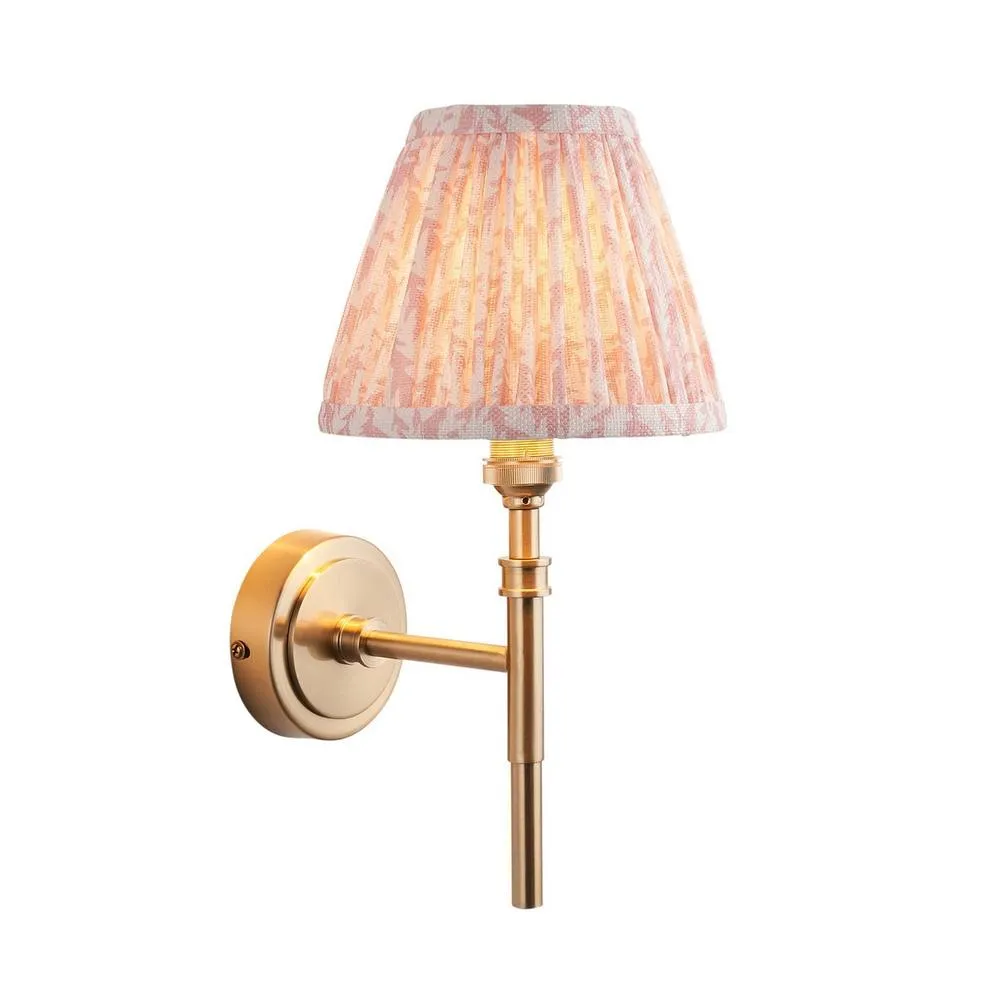 Netlighting Chester Wall Light Peach Fabric Leaf Shade 16cm B22