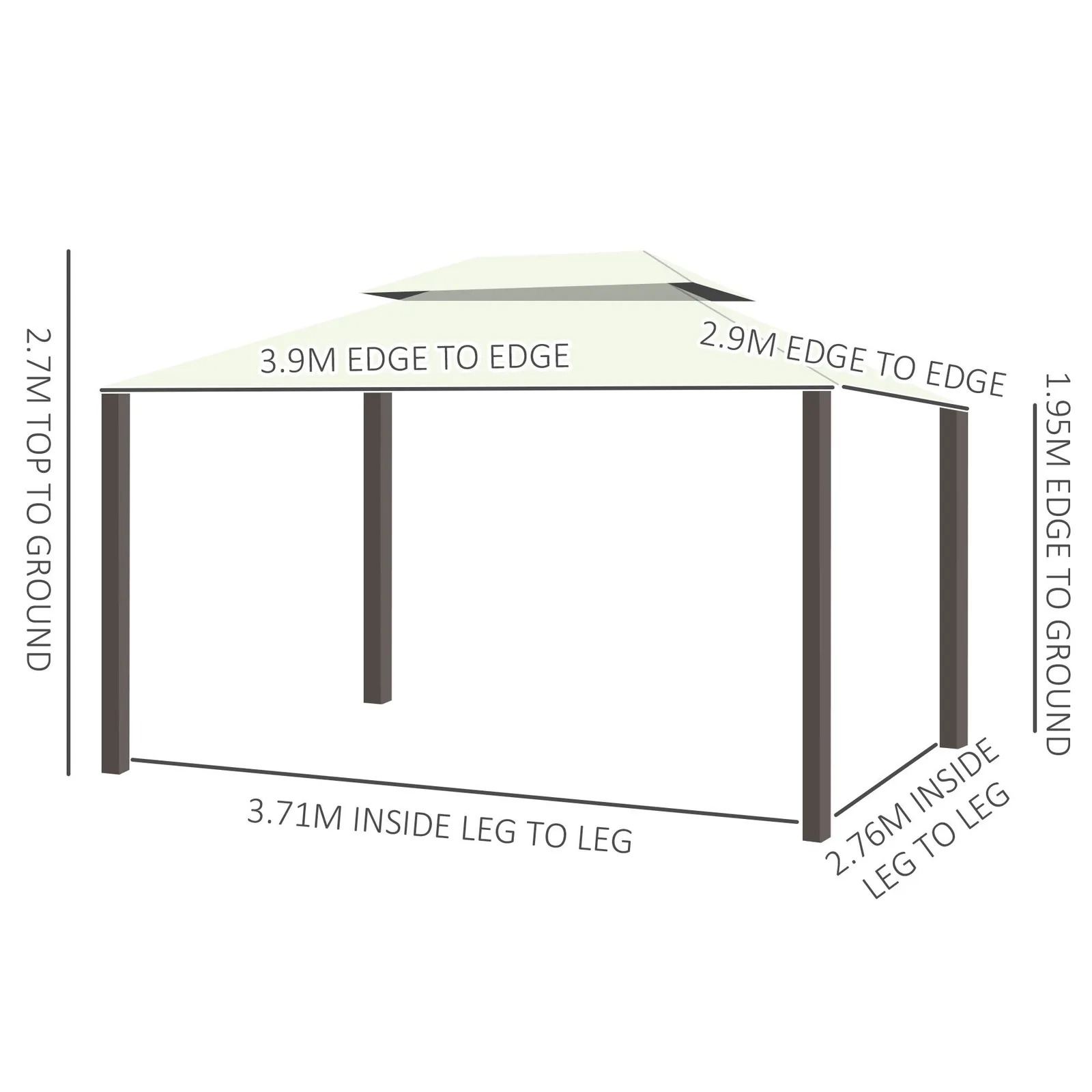 OUTSUNNY 3m x 3.6m Aluminium Gazebo Canopy Patio Marquee Party Tent in Cream 3
