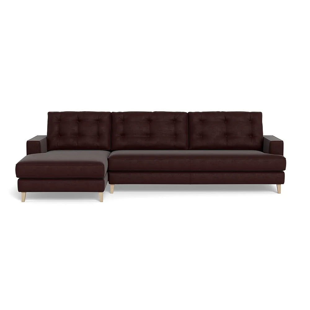 Heal's Mistral Left Hand Facing Corner Sofa Smart Luxe Velvet Acorn Natural Beech Feet 2