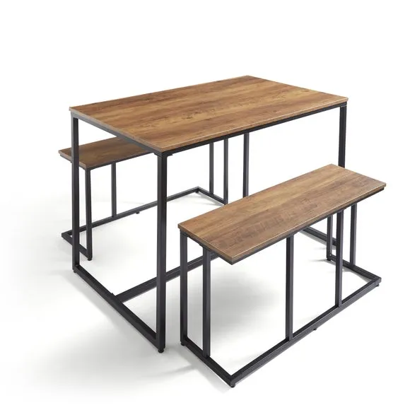 Charlie 4 Seater Rectangular Dining Table with 2 Benches 5
